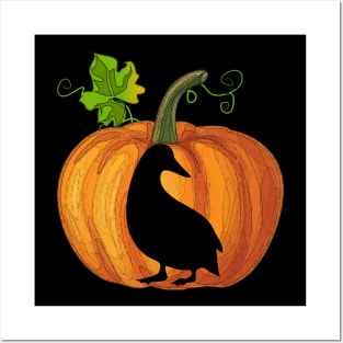 Duck in pumpkin Posters and Art